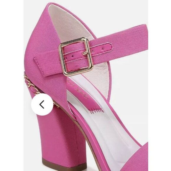 Franco Sarto Size 10 Dresss Ankle Strap Heel Gold Chain New Sandals - Picture 13 of 13